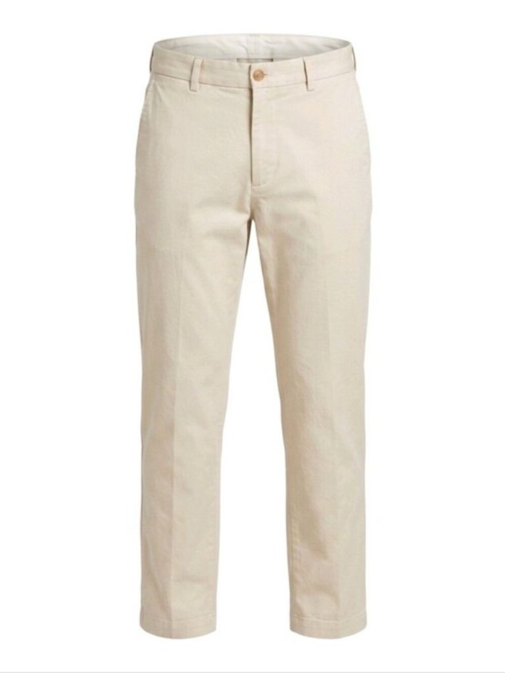 Uniqlo Beige Preppy Flat Front Casual Pants SZ S Stretch Pockets Slim Straight